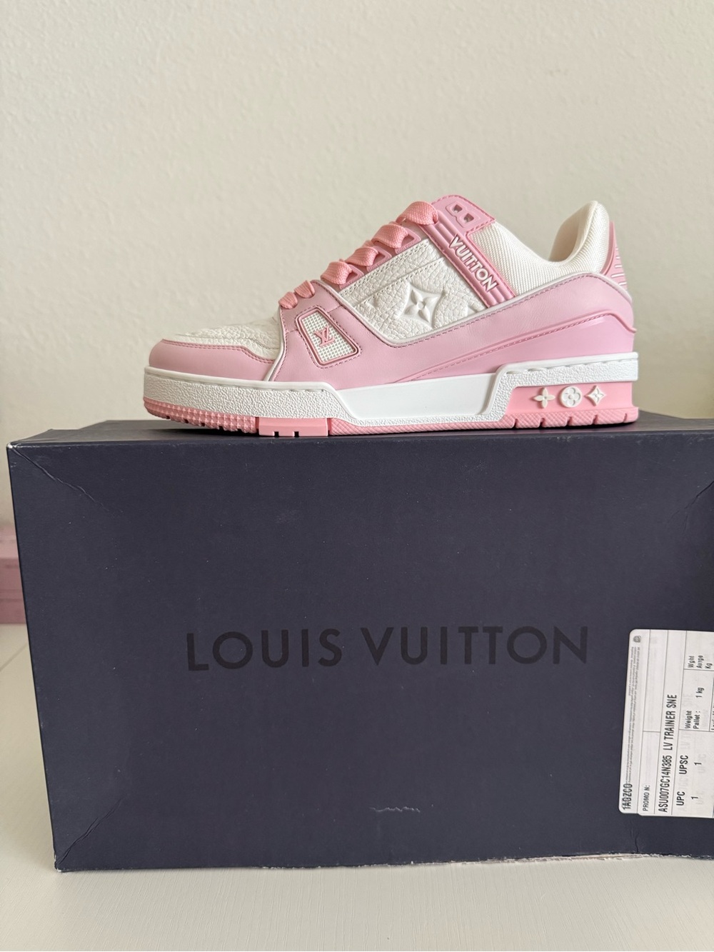 Louis Vuitton Pink & White Low-Top Sneakers